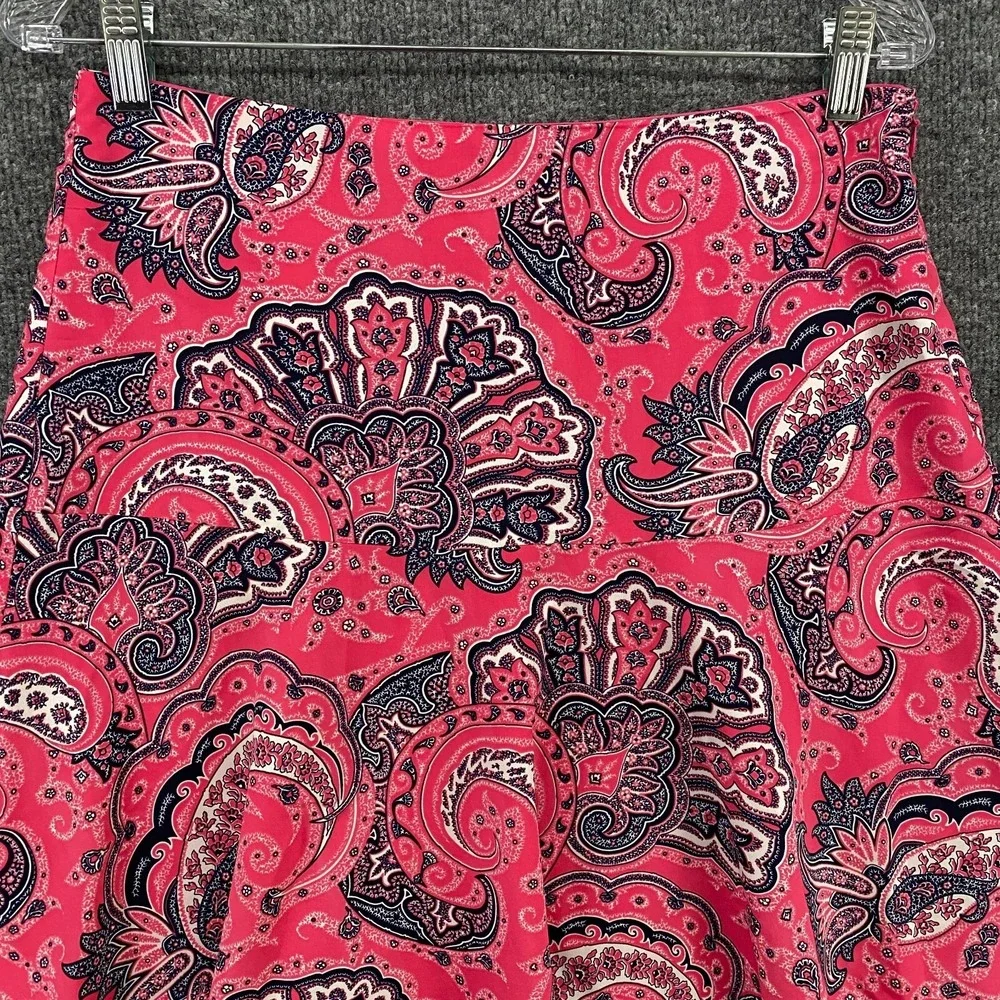 Vintage 90s Lauren Ralph Skirt 4 Pink Paisley Mid Rise Fit Flare Flowy Y2K Fairy